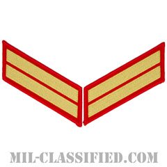 年功章 2連(勤続8年)（Service Stripe, Hash Mark）[ゴールド・レッド/海兵隊サービスストライプ（ハッシュマーク）/Large（男性用）/パッチ/ペア（2枚1組）]の画像