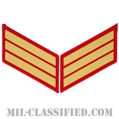 年功章 3連(勤続12年)（Service Stripe, Hash Mark）[ゴールド・レッド/海兵隊サービスストライプ（ハッシュマーク）/Large（男性用）/パッチ/ペア（2枚1組）]の画像