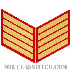 年功章 5連(勤続20年)（Service Stripe, Hash Mark）[ゴールド・レッド/海兵隊サービスストライプ（ハッシュマーク）/Large（男性用）/パッチ/ペア（2枚1組）]の画像