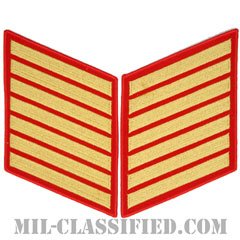 年功章 7連(勤続28年)（Service Stripe, Hash Mark）[ゴールド・レッド/海兵隊サービスストライプ（ハッシュマーク）/Large（男性用）/パッチ/ペア（2枚1組）]の画像