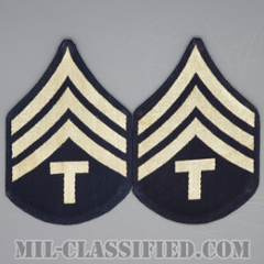 技術軍曹 (T/4)（Technician 4th Grade）[機械織りタイプ/階級章（1942-1948）/パッチ/ペア（2枚1組）/中古1点物]の画像