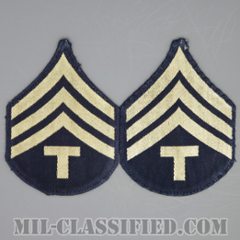 技術軍曹 (T/4)（Technician 4th Grade）[機械織りタイプ/階級章（1942-1948）/パッチ/ペア（2枚1組）/中古1点物]の画像