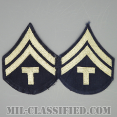 技術軍曹 (T/5)（Technician 5th Grade）[ツイル生地刺繍タイプ/階級章（1942-1948）/パッチ/ペア（2枚1組）/中古1点物]の画像