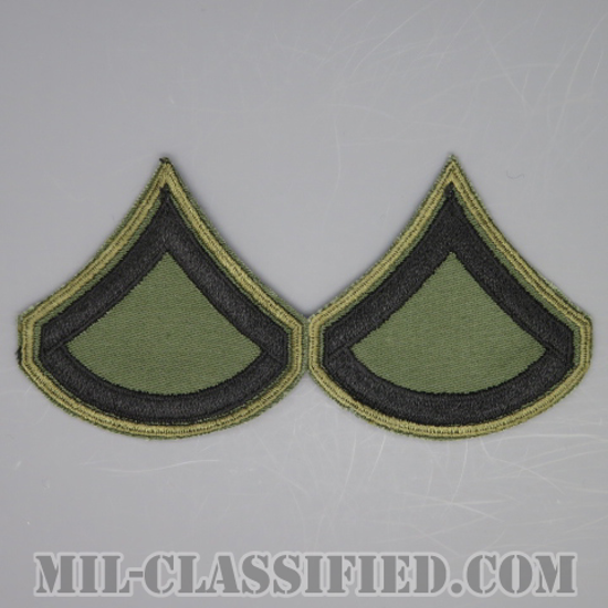 上等兵（Private First Class (PFC)）[サブデュード（カーキ縁）/カットエッジ/階級章（1968-）/パッチ/ペア（2枚1組）]画像