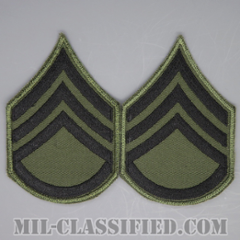 二等軍曹（Staff Sergeant (SSG)）[サブデュード（グリーン縁）/カットエッジ/階級章/パッチ/ペア（2枚1組）]の画像