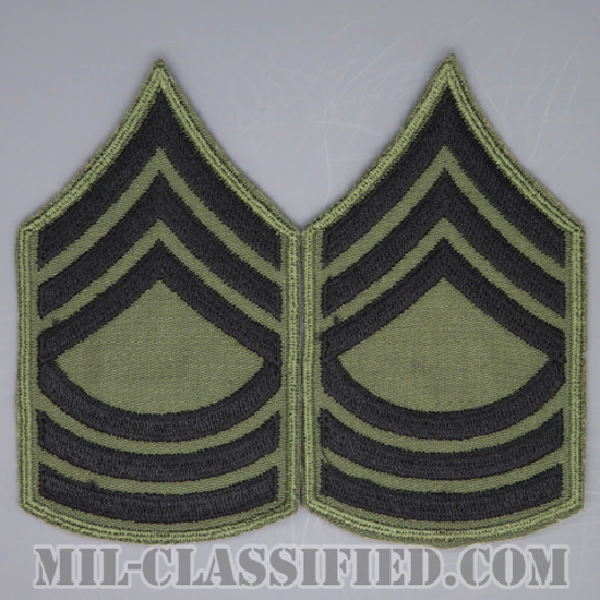 曹長（Master Sergeant (MSG)）[サブデュード（グリーン縁）/カットエッジ/階級章/パッチ/ペア（2枚1組）/1点物]画像