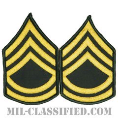 一等軍曹（Sergeant First Class (SFC)）[カラー（グリーン）/メロウエッジ/階級章（男性用）/パッチ/ペア（2枚1組）]の画像