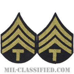 技術軍曹 (T/4)（Technician 4th Grade）[ウール・フェルト生地刺繍タイプ/階級章（1942-1948）/パッチ/ペア（2枚1組）]の画像