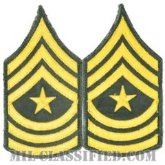 上級曹長（Sergeant Major (SGM)）[カラー（グリーン）/男性用/カットエッジ/階級章（1959-）/パッチ/中古1点物（ペア2枚1組）]の画像