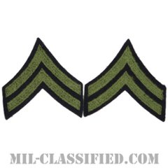 伍長（Corporal (CPL)）[ウール・フェルト生地刺繍タイプ/階級章（1942-1948）/パッチ/ペア（2枚1組）/中古1点物]の画像