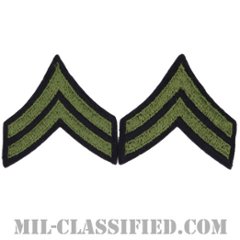 伍長（Corporal (CPL)）[ウール・フェルト生地刺繍タイプ/階級章（1942-1948）/パッチ/ペア（2枚1組）/中古1点物]の画像