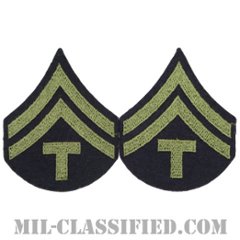 技術軍曹 (T/5)（Technician 5th Grade）[ウール・フェルト生地刺繍タイプ/階級章（1942-1948）/パッチ/ペア（2枚1組）/中古1点物]の画像