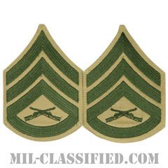 二等軍曹（Staff Sergeant (SSgt)）[グリーン・カーキ/海兵隊階級章/Large（男性用）/パッチ/ペア（2枚1組）]の画像