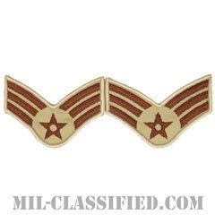 上等空兵（Senior Airman）[デザート/メロウエッジ/空軍階級章（1991-）/Large（男性用）/パッチ/ペア（2枚1組）]の画像