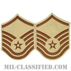 曹長（Master Sergeant）[デザート/メロウエッジ/空軍階級章（1991-）/Large（男性用）/パッチ/ペア（2枚1組）]の画像
