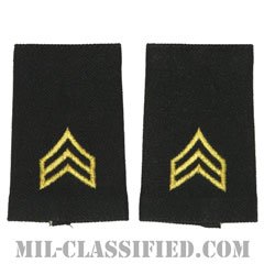 軍曹（Sergeant (SGT)）[ブラック/ショルダー階級章/ショートサイズ肩章/ペア（2枚1組）]の画像