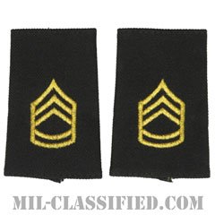 一等軍曹（Sergeant First Class (SFC)）[ブラック/ショルダー階級章/ショートサイズ肩章/ペア（2枚1組）]の画像