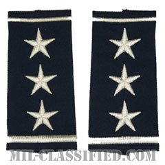 中将（Lieutenant General (LTG)）[空軍ブルー/ショルダー階級章/ロングサイズ肩章/ペア（2枚1組）]の画像