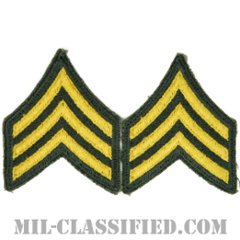 軍曹（Sergeant (SGT)）[カラー（グリーン）/女性用/カットエッジ/階級章（1959-）/パッチ/ペア（2枚1組）]の画像