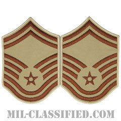 上級曹長（Senior Master Sergeant）[デザート/メロウエッジ/空軍階級章（1991-）/Large（男性用）/パッチ/ペア（2枚1組）]の画像