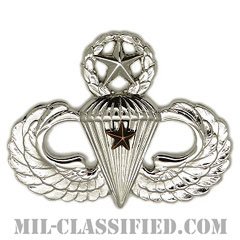 戦闘空挺章 (マスター) 降下1回（Combat Parachutist Badge, Master, One Jump）[カラー/鏡面仕上げ/バッジ]の画像