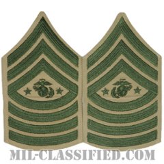 海兵隊最先任上級曹長（Sergeant Major of the Marine Corps (SgtMajMC)）[グリーン・カーキ/海兵隊階級章/Large（男性用）/パッチ/ペア（2枚1組）]の画像