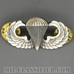 空挺章 (ベーシック)（Parachutist Badge, Basic）[カラー/1960s/燻し銀（銀張り・Silver Filled）/バッジ/中古1点物]の画像