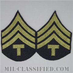 技術軍曹 (T/4)（Technician 4th Grade）[ウール・フェルト生地刺繍タイプ/階級章（1942-1948）/パッチ/ペア（2枚1組）/中古1点物]の画像
