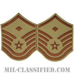 先任曹長（First Sergeant (E-7)）[デザート/メロウエッジ/空軍階級章（1991-）/Large（男性用）/パッチ/ペア（2枚1組）]の画像