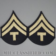 技術軍曹 (T/5)（Technician 5th Grade）[ツイル生地刺繍タイプ/階級章（1942-1948）/パッチ/ペア（2枚1組）/中古1点物]の画像