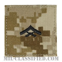 上等兵（Lance Corporal (LCpl)）[MARPAT/デザート/海兵隊階級章/ベルクロ付パッチ]の画像