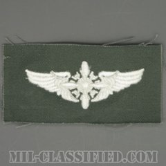 航空機関士章 (エンジニア)（Flight Engineer Badge）[カラー/空軍セージグリーン生地/パッチ/1点物]の画像
