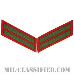 年功章 2連(勤続8年)（Service Stripe, Hash Mark）[グリーン・レッド/海兵隊サービスストライプ（ハッシュマーク）/Large（男性用）/パッチ/ペア（2枚1組）]の画像