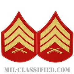 軍曹（Sergeant (Sgt)）[ゴールド・レッド/海兵隊階級章/Large（男性用）/パッチ/ペア（2枚1組）]の画像
