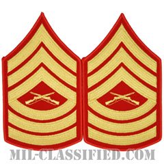 曹長（Master Sergeant (MSgt)）[ゴールド・レッド/海兵隊階級章/Large（男性用）/パッチ/ペア（2枚1組）]の画像