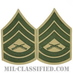 一等軍曹（Gunnery Sergeant (GySgt)）[グリーン・カーキ/海兵隊階級章/Large（男性用）/パッチ/ペア（2枚1組）]の画像