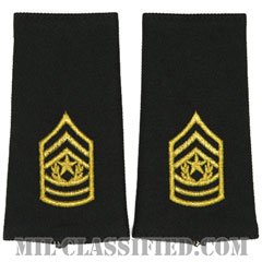 最先任上級曹長（Command Sergeant Major (CSM)）[ブラック/ショルダー階級章/ロングサイズ肩章/ペア（2枚1組）]の画像