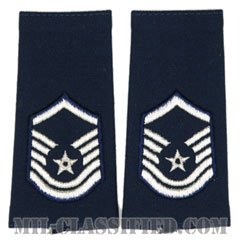 曹長（Master Sergeant）[空軍ブルー/ショルダー階級章（1991-）/ロングサイズ肩章/ペア（2枚1組）]の画像