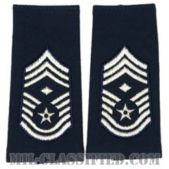 先任最上級曹長（First Sergeant (E-9)）[空軍ブルー/ショルダー階級章（1991-）/ロングサイズ肩章/ペア（2枚1組）]の画像
