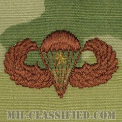 戦闘空挺章 (ベーシック) 降下1回（Combat Parachutist Badge, Basic, One Jump）[OCP/ブラウン刺繍/パッチ]の画像
