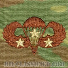 戦闘空挺章 (ベーシック) 降下3回（Combat Parachutist Badge, Basic, Three Jump）[OCP/ブラウン刺繍/パッチ]の画像