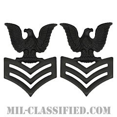 一等兵曹（Petty Officer First Class）[サブデュード（ブラックメタル）/襟用ミニサイズ/階級章/バッジ/ペア（2個1組）]の画像