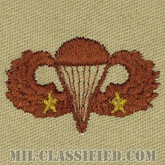 戦闘空挺章 (ベーシック) 降下2回（Combat Parachutist Badge, Basic, Two Jump）[デザート/パッチ]の画像