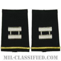 大尉（Captain (CPT)）[ブラック/ショルダー階級章/ショートサイズ肩章/ペア（2枚1組）]の画像