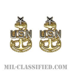 上級上等兵曹（Senior Chief Petty Officer）[カラー/襟用ミニサイズ/階級章/バッジ（ピンバック）/ペア（2個1組）]の画像