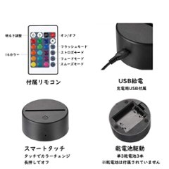 3Dイリュージョンランプ【幾何学デザイン】LED 間接照明 卓上ライト 3D視覚効果 置物 インテリア おしゃれ ギフト画像