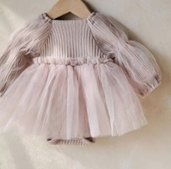 写真映えするベビー服・赤ちゃん服チュールスカートロンパース60サイズと80サイズ今っぽいピンクがかわいい！ご出産祝い・お誕生日プレゼントに！の画像