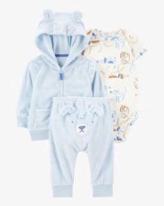 ご出産祝いにアメリカベビー服ブランド「カーターズ」赤ちゃん服3点セットフード付きパーカー・ボディスーツ・パンツ9ヵ月/目安体重~9.3㎏日本サイズ70と12ヶ月/目安体重～11.1㎏日本サイズ80の画像