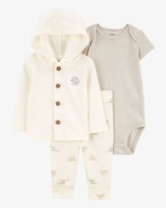 ご出産祝いにアメリカベビー服ブランド「カーターズ」赤ちゃん服3点セットフード付きパーカー・ボディスーツ・パンツ12ヶ月/目安体重～11.1㎏日本サイズ80の画像