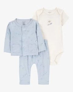 ご出産祝いにアメリカベビー服ブランド「カーターズ」赤ちゃん服3点セットスナップボタンカーデ・ボディスーツ・パンツ9ヵ月/目安体重~9.3㎏と12ヶ月/目安体重～11.1㎏日本サイズ80の画像